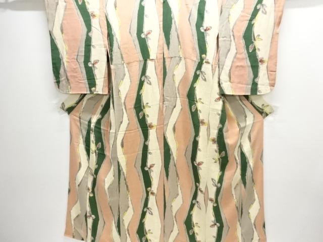 アンティーク　錦紗抽象枝蕾模様着物